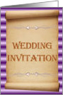 Wedding Invitation Scroll with love hearts and pearls card