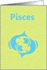 Pisces February March Birthdaywith zodiac sign fish card