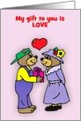 Happy Valentine’s Day with cuddling teddy bears cute gift of love card