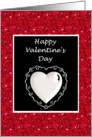 Happy Valentine’s Day with love heart with glitter effect card