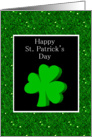 St. Patrick’s day with green clover shamrock and glitter effect card