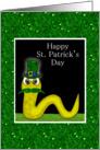 Happy St. Patrick’s Day with Irish snake with green moustache humor card