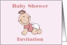 Baby Shower Invitation with baby girl crawling card