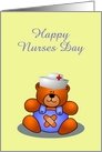 Happy Nurses Day with teddy bear with bandage, plaster and nurse hat card