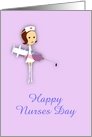 Happy Nurses Day with nurse holding syringe customizable text card