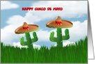 Happy Cinco De Mayo with cactus wearing sombreros custom card