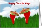 Happy Cinco De Mayo with chilis wearing sombrero custom card