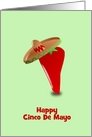 Happy Cinco De Mayo with chili wearing sombrero custom card