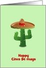 Happy Cinco De Mayo with cactus wearing sombrero custom card