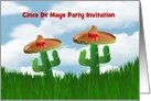 Cinco De Mayo Invitation with cactus wearing sombrero custom card