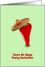 Cinco De Mayo Invitation with chili wearing sombrero custom card