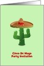 Cinco De Mayo Invitation with cactus wearing sombrero custom card