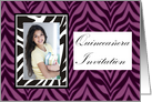 Quinceanera Invitation with purple zebra pattern customizable card