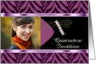 Quinceanera Invitation with purple zebra pattern customizable card