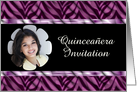 Quinceanera Invitation with purple zebra pattern customizable card