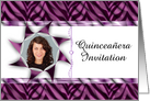 Quinceanera Invitation with purple zebra pattern customizable card