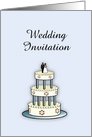 Wedding Invitation with African American Bride and Groom cake topper card