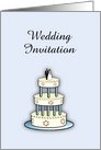 Wedding Invitation with Bride and Groom cake topper customizable card