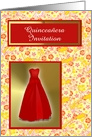 Quinceanera Invitation with red dress and hibiscus customizable card