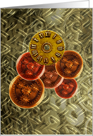 Steampunk rust brass copper bronze cogs and gears blank note card
