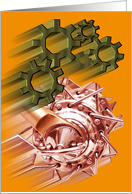 Steampunk rust brass copper bronze cogs and gears blank note card