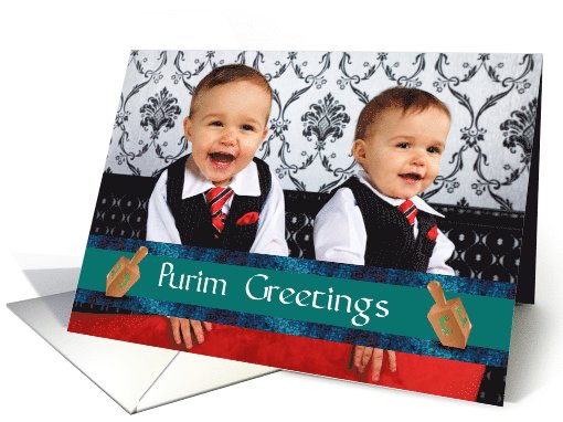 Purim photo cards Happy Purim with dreidel card (1035611)