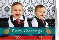 Purim photo cards Happy Purim with dreidel card