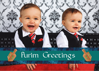 Purim photo cards Happy Purim with dreidel