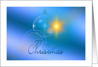 Merry Christmas with blue bauble ornament card