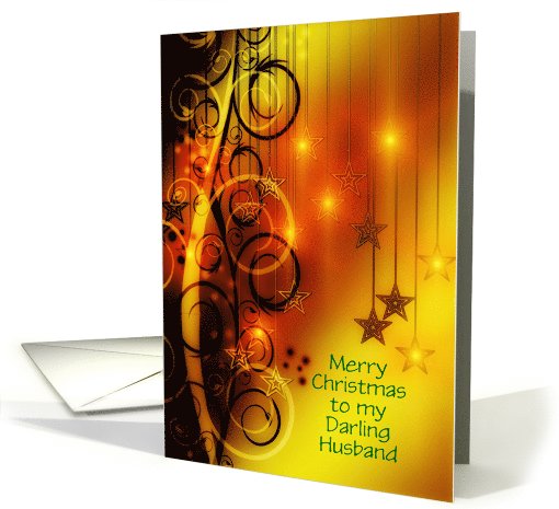 Merry Christmas to husband from wife with stars and swirls card