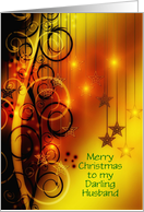 Merry Christmas to husband from wife with stars and swirls card