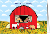 We’re moving Change of Address with sunflowers and barn card