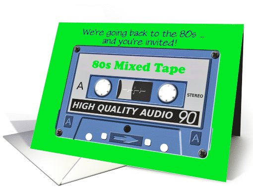 80s themed party invitation 80s party cassette card (1103312)