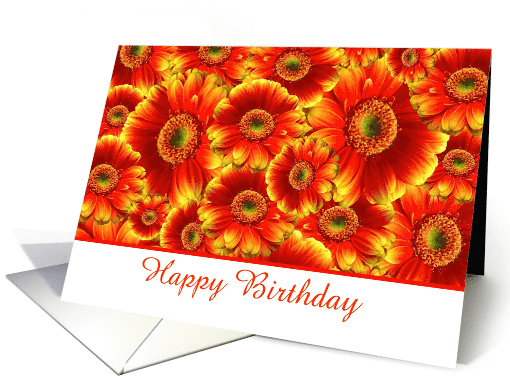 Happy Birthday with gerberas Floral Birthday macro card (1107766)