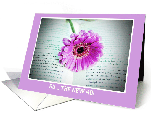 Happy 60th Birthday Happy Birthday with pink gerbera in book card
