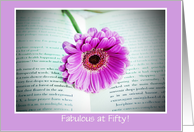 Happy 50th Birthday Happy Birthday with gerbera in book card