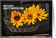 Birthday Party invitation with sunflowers custom text card