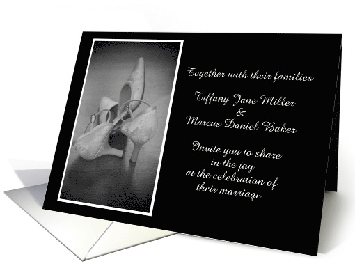 Wedding Invitation with brides wedding shoes custom text card