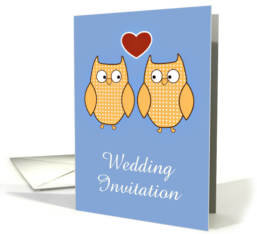 Wedding Invitation with owls and loveheart custom text card (1131714)