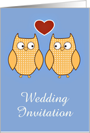 Wedding Invitation with owls and loveheart custom text card