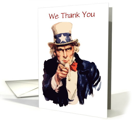 Veterans Day with Uncle Sam and custom text Thank you veteran card