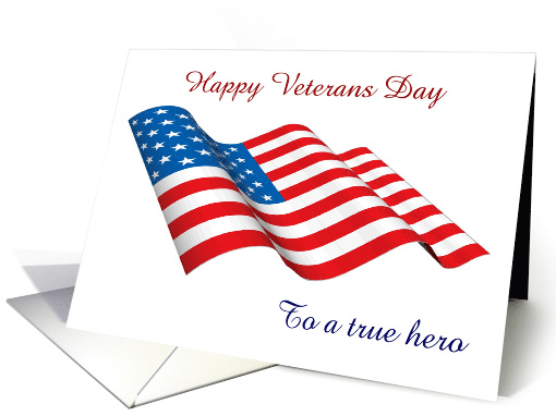 Veterans Day with American flag and custom text Thank you veteran card