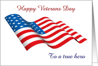 Veterans Day with American flag and custom text Thank you veteran card
