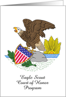 Eagle Scout court of honor program with custom text card