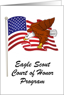 Eagle Scout court of honor program with custom text card