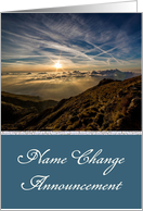 Name Change Announcement with a mountain view and custom text card