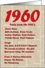 1960 FUN FACTS - 60TH BIRTHDAY newspaper print nostaligia year of birth card