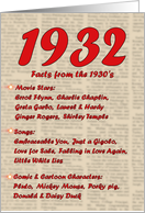 1932 FUN FACTS - BIRTHDAY newspaper print nostaligia year of birth card
