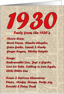 1930 FUN FACTS - BIRTHDAY newspaper print nostaligia year of birth card