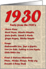 1930 FUN FACTS - BIRTHDAY newspaper print nostaligia year of birth card